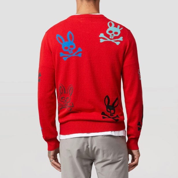 Psycho Bunny Lacomb All Over Bunny Sweater (Red) B6E169W1CO