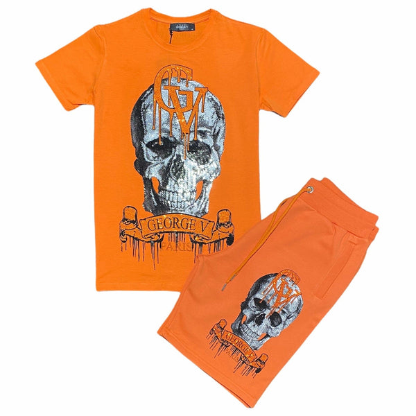 George V Logo Skull T Shirt & Short Set (Orange) GV-2224