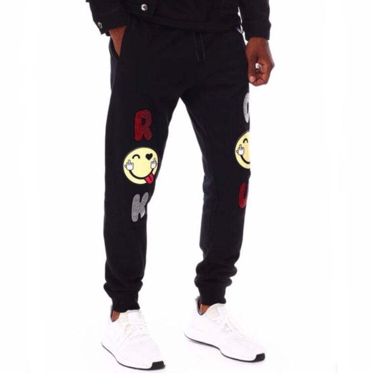 Roku Studio Rhinestone No Hard Feelings Sweatpants (Black) RK4480511-BLK