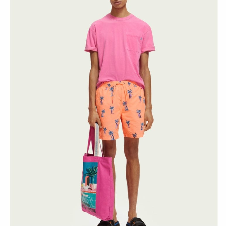 Scotch & Soda Relaxed Fit Artwork Chest Pocket Tee (Cerise) 171690