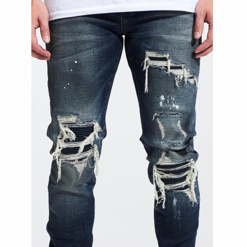 Embellish Slate Rip & Repair Denim (Medium Blue Wash) EMBHOL21-2-14