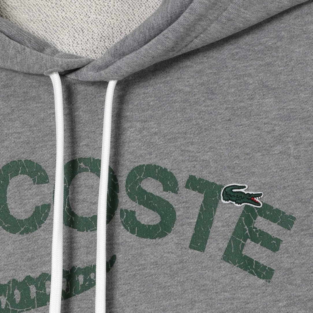 Lacoste Loose Fit Crocodile Hooded Sweatshirt (Grey Chine) SH0107-51