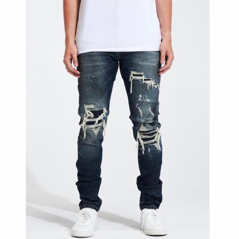 Embellish Slate Rip & Repair Denim (Medium Blue Wash) EMBHOL21-2-14