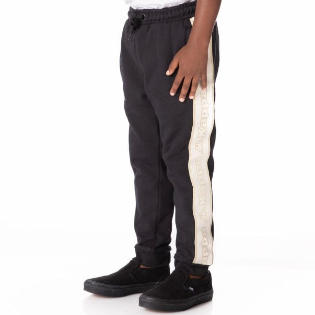 Kids Kappa Logo Tape Anira 2 Sweatpants (Black/Beige) 311B72W