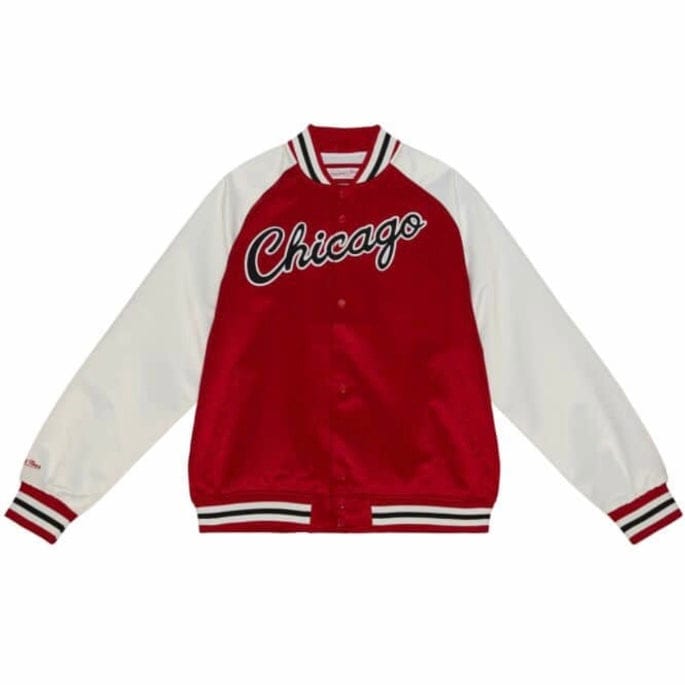  Mitchell & Ness NBA Lightweight Satin Jacket Bulls Scarlet MD  : Sports & Outdoors