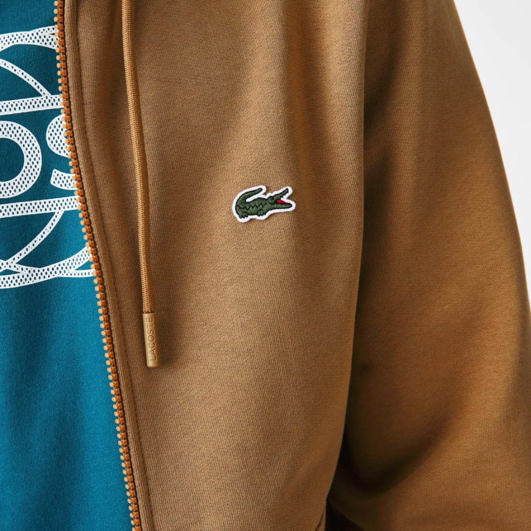 Lacoste Kangaroo Pocket Color-Blocked Hoodie (Brown) SH9626-51