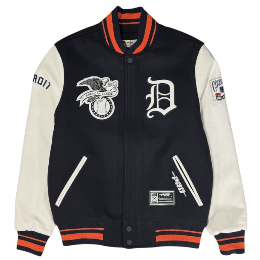 Pro Standard Detroit Tigers Day One Rib Wool Varsity Jacket (Navy/Orange)