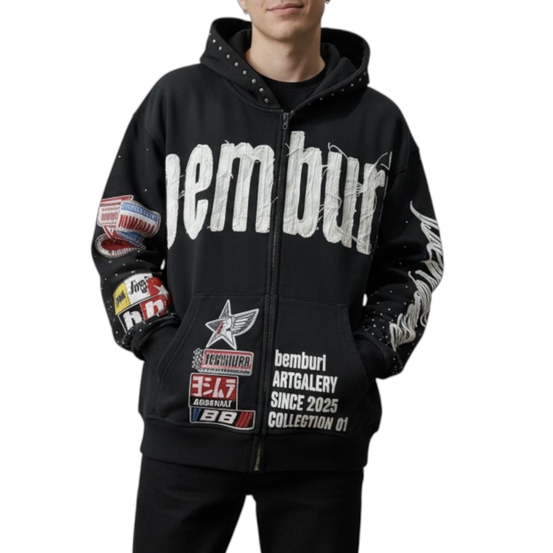 Bemburi Racing Zip Up Hoodie (Black)