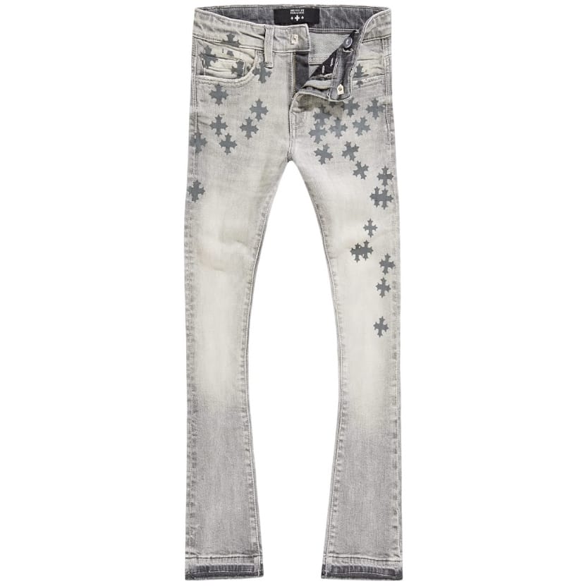 Kids Super Skinny Stacked Forbidden Fruit Denim (Cement Wash) JTFP2318K