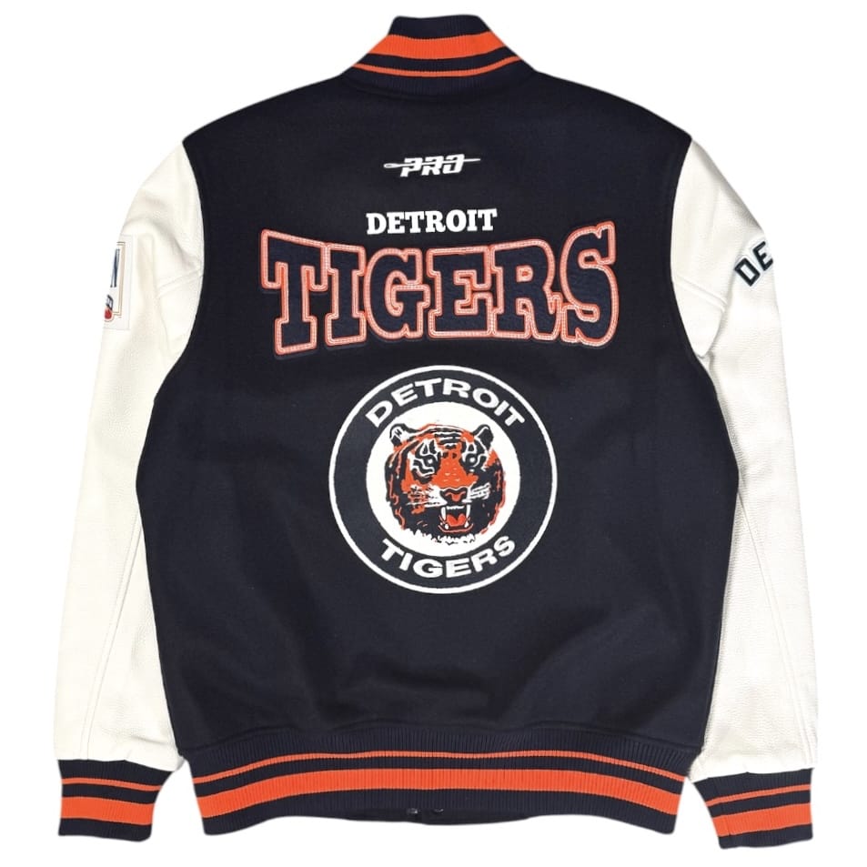 Pro Standard Detroit Tigers Day One Rib Wool Varsity Jacket (Navy/Orange)
