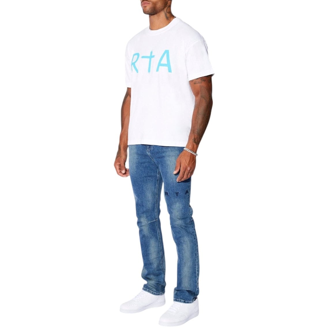 Rta Liam Short Sleeve Logo Tee (White/Blue) MU23K621-T1786WTFBL