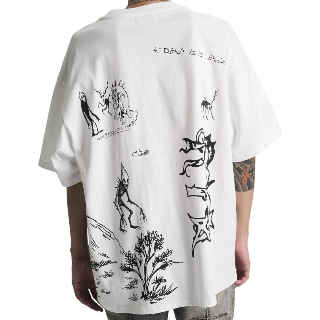 Rta Colin Creature Scenery Oversized SS Tee (White) MCHPK911-T1322WTCSC
