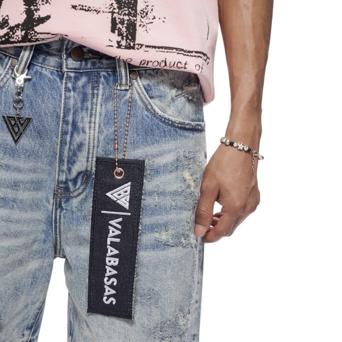 Valabasas Clipped Denim Shorts (Blue Wash) VLBS-VSH2-1034
