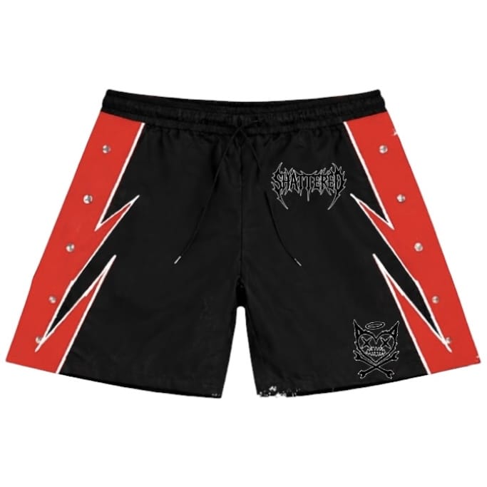 Shattered Hearts Logo Nylon Short Set (Black/Red)