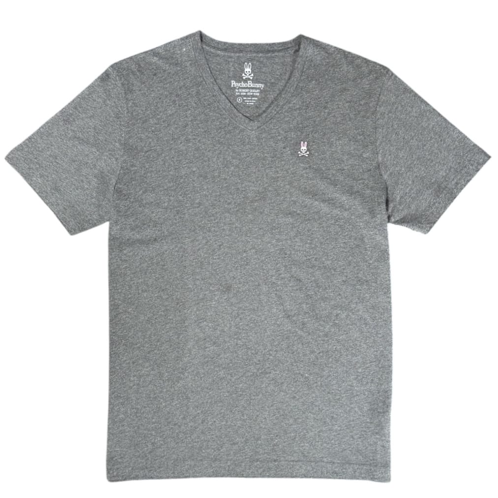 Psycho Bunny Classic V-Neck Tee (Heather Granite) B6U100B1PC