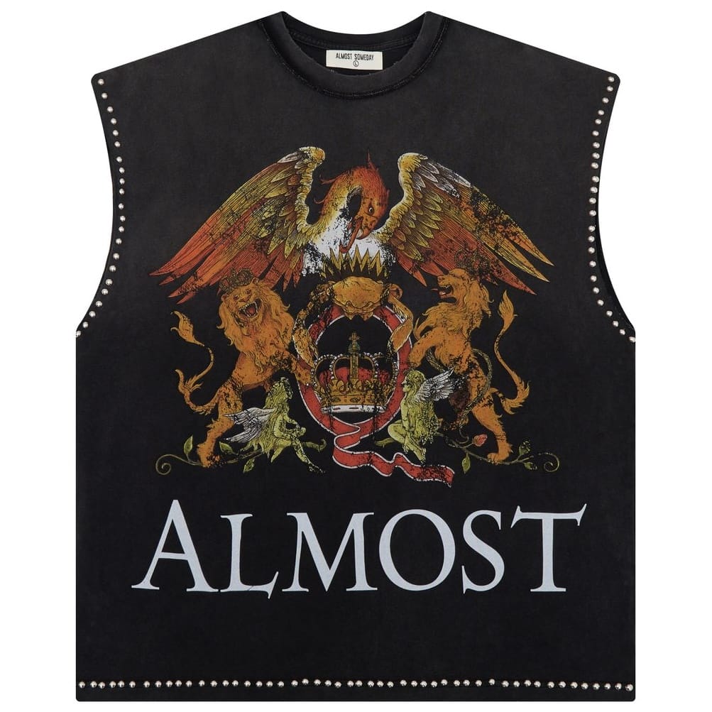 Almost Someday Crowned Cut Off Tee (Sun Fade Black) AS-SUM26-010