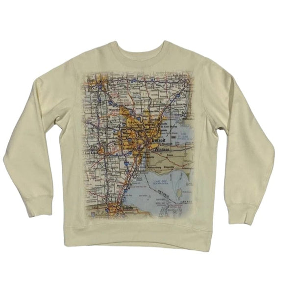 Ink Detroit Metro Detroit Area Map Long Sleeve T Shirt (Natural) 9306LS