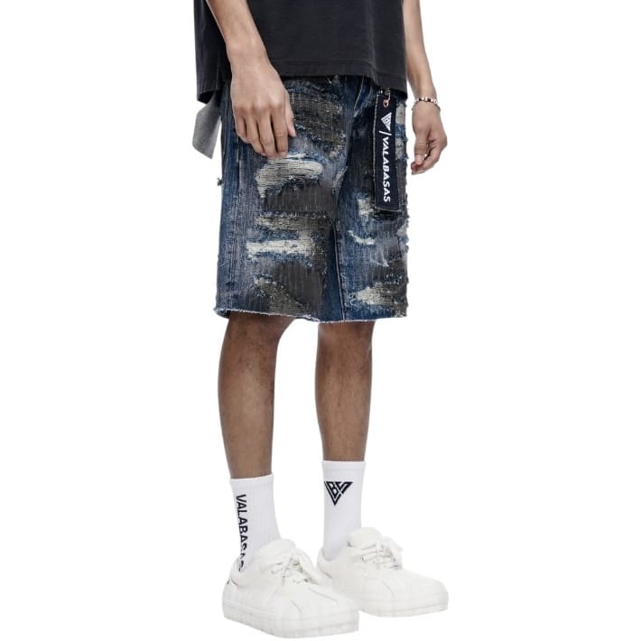 Valabasas Incise Denim Shorts (Dark Blue) VLBS-VSH1-1009