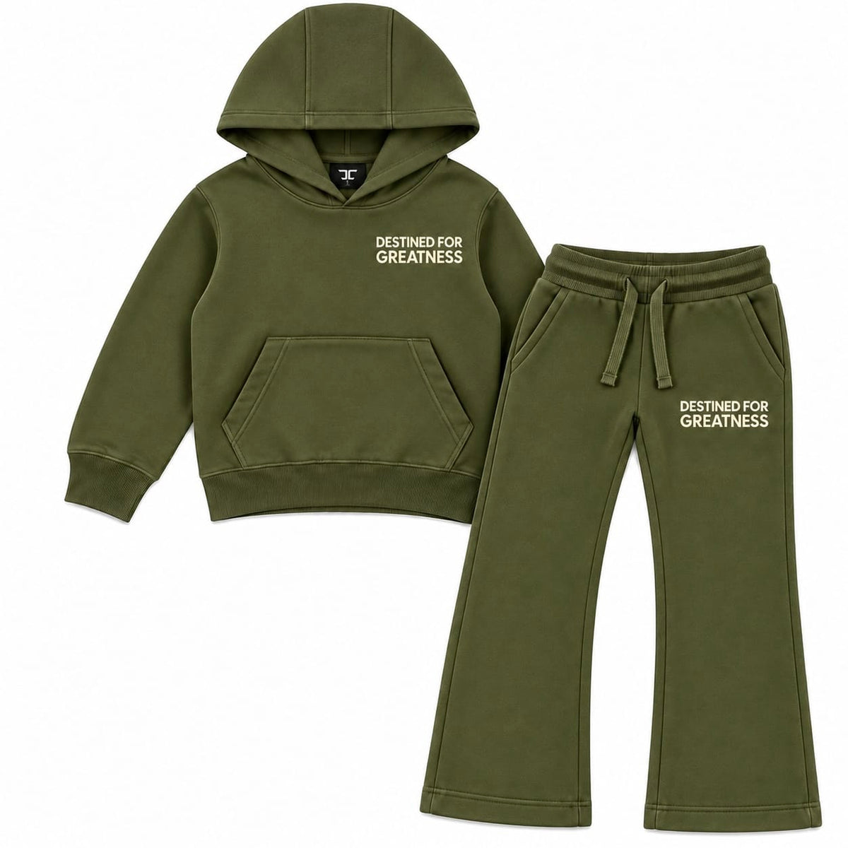 Kids See You In Paradise Wingspan Hoodie & Sweatpants Set (Olive/Cream)