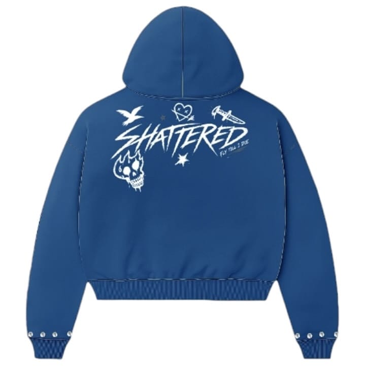 Shattered Hearts Doodle Hoodie (Blue)