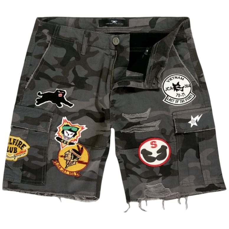 Jordan Craig Retro War Angel Cargo Shorts (Black Camo)