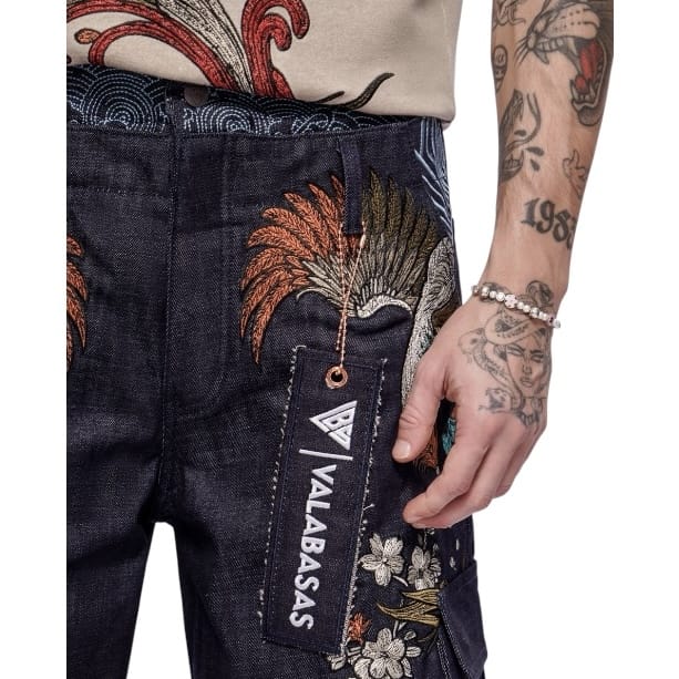 Valabasas Graviku Baggy Cargo Denim Shorts (Indigo) VLBS-VSH1-1020