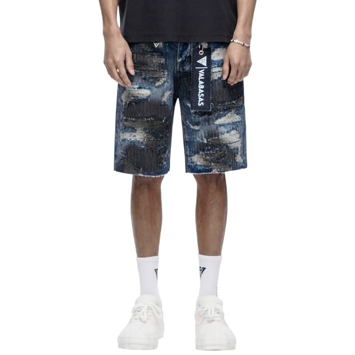 Valabasas Incise Denim Shorts (Dark Blue) VLBS-VSH1-1009