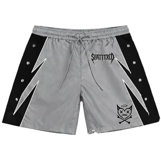 Shattered Hearts Logo Nylon Short Set (Gray/Black)