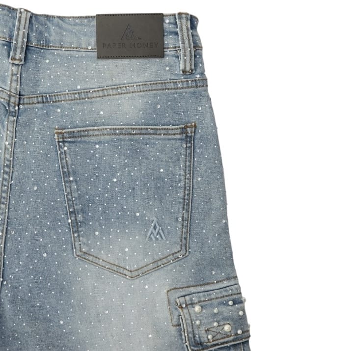 Paper Money Crystallized Pearl Short (Blue) PM1095
