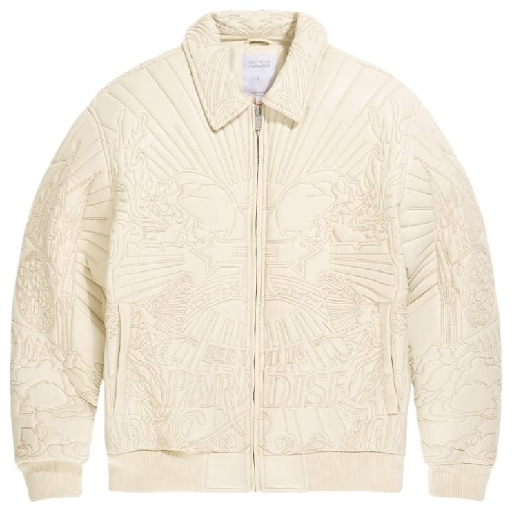 See You In Paradise Skull & Angel Stitched Bomber Jacket (Khaki) 91683