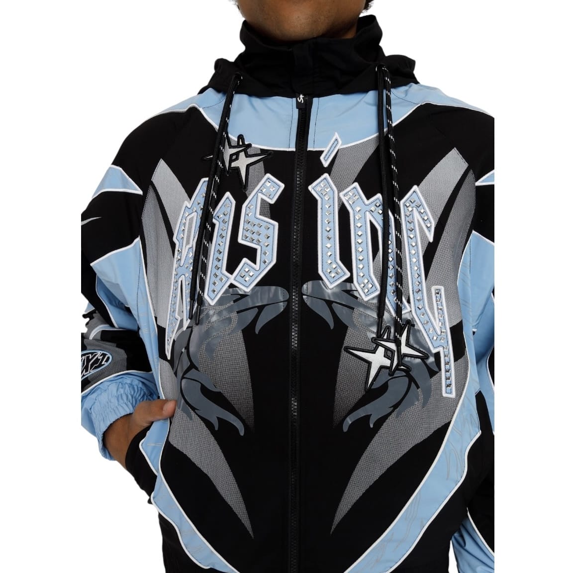 Smoke Rise Rising Colorblock Windbreaker Jacket & Pants Set (Blue Bell)