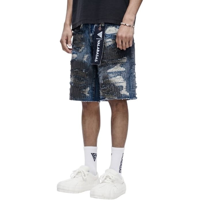 Valabasas Incise Denim Shorts (Dark Blue) VLBS-VSH1-1009
