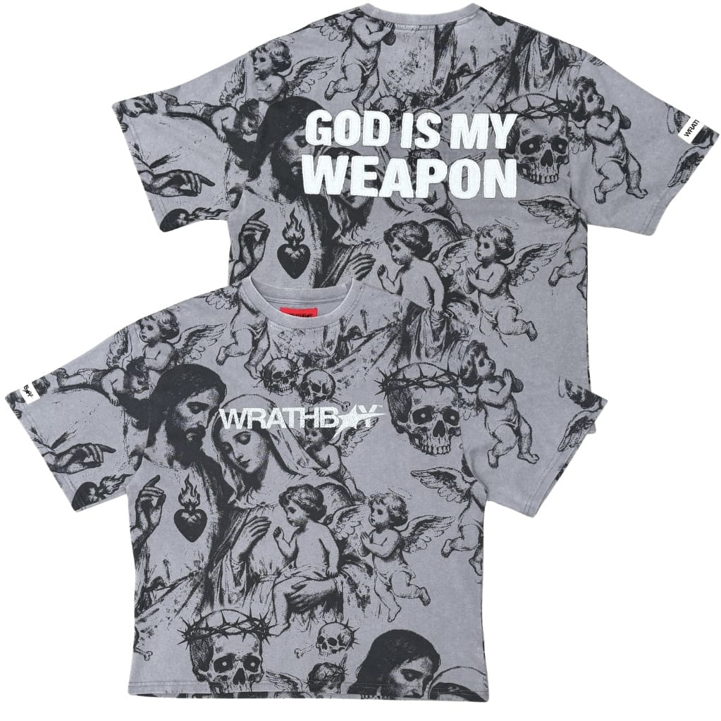 Wrathboy God Is My Weapon Tee (Vintage Grey) WB623-VGY