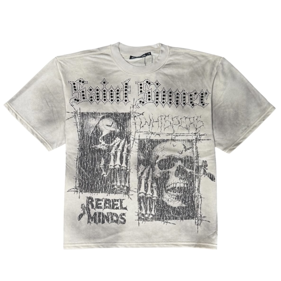 Rebel Minds Whispers Rhinestone Crop Tee (Cream) 610-11129