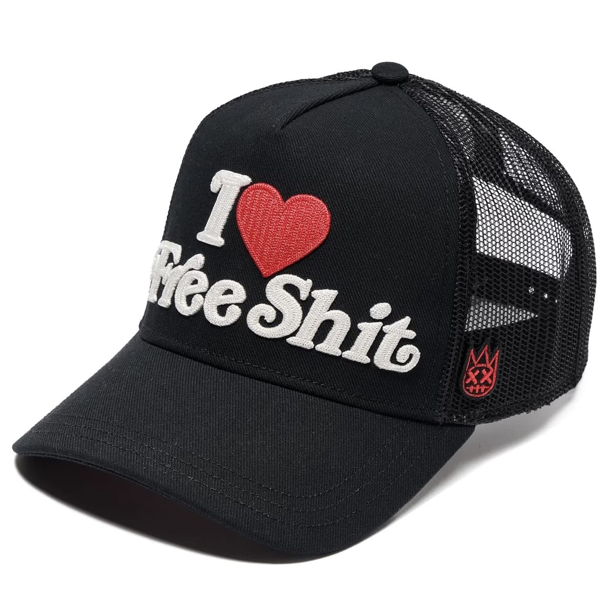 Cult Of Individuality Mesh Back Trucker I Love Free Shit Hat (Black)