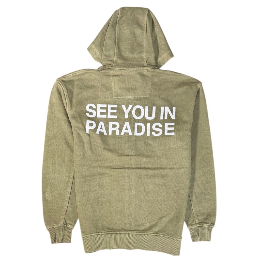See You In Paradise Washed Zip Up Hoodie (Olive Wash) 8897H