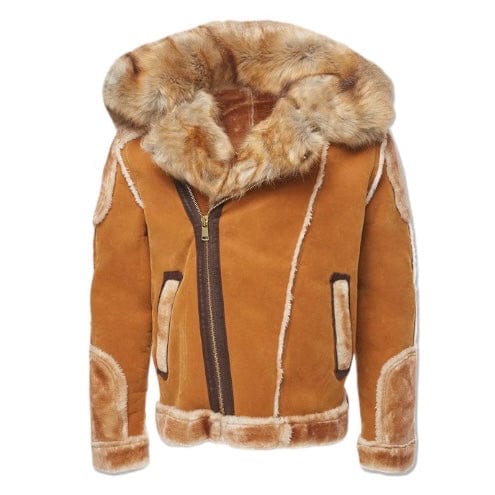 Jordan Craig El Jefe Shearling Moto Jacket (Cognac) - 91625