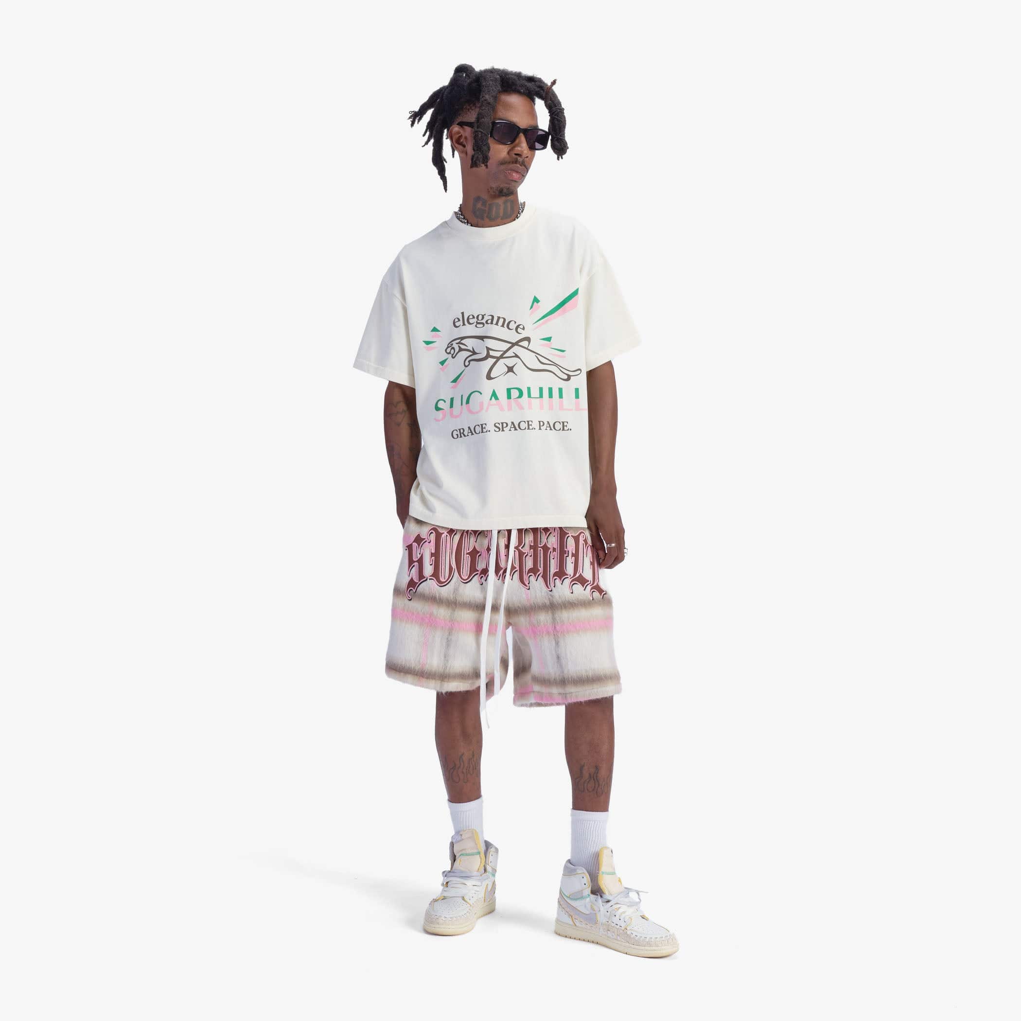 "Tudor" Mohair Shorts (pink plaid)
