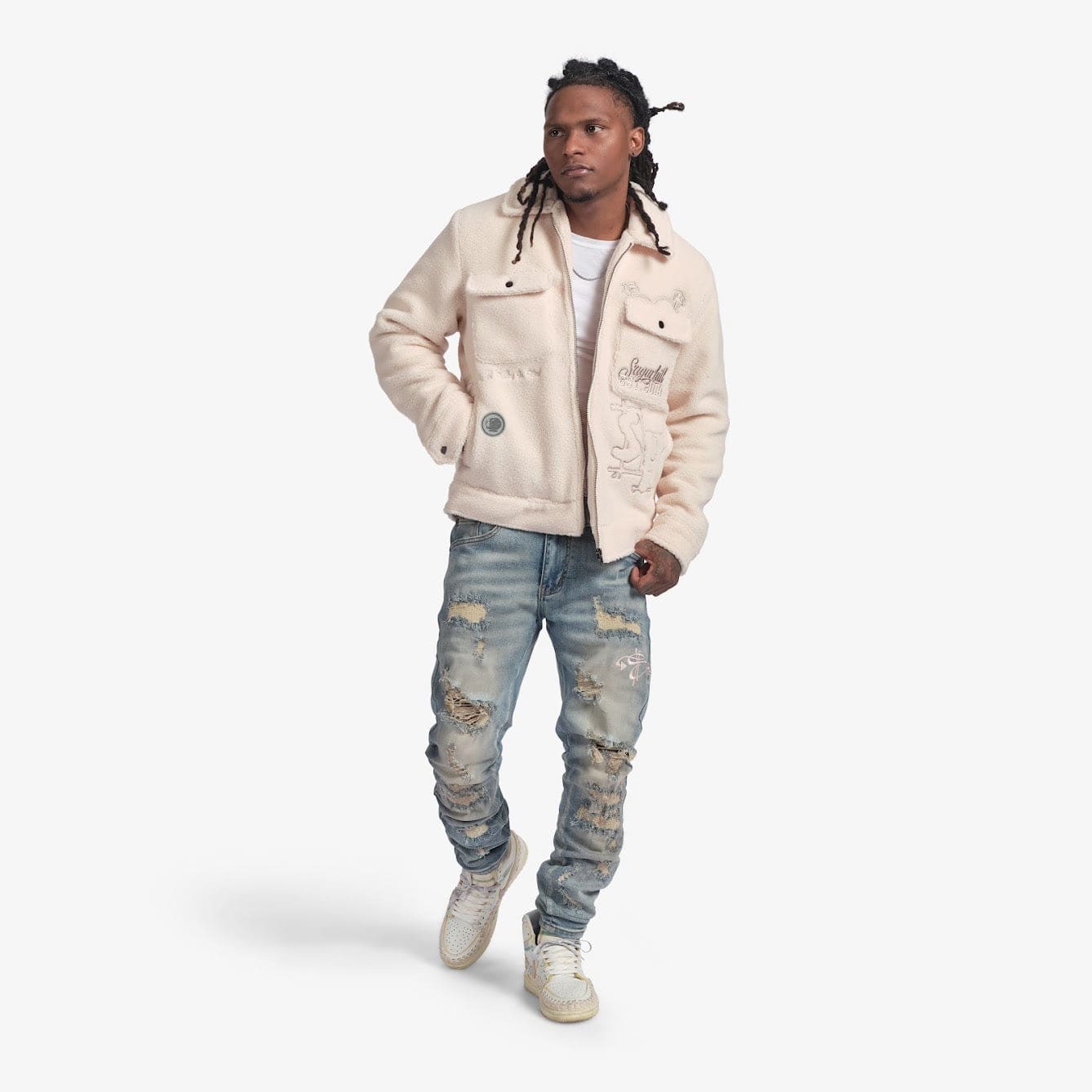 "Toxins" Plush Jacket (ivory)