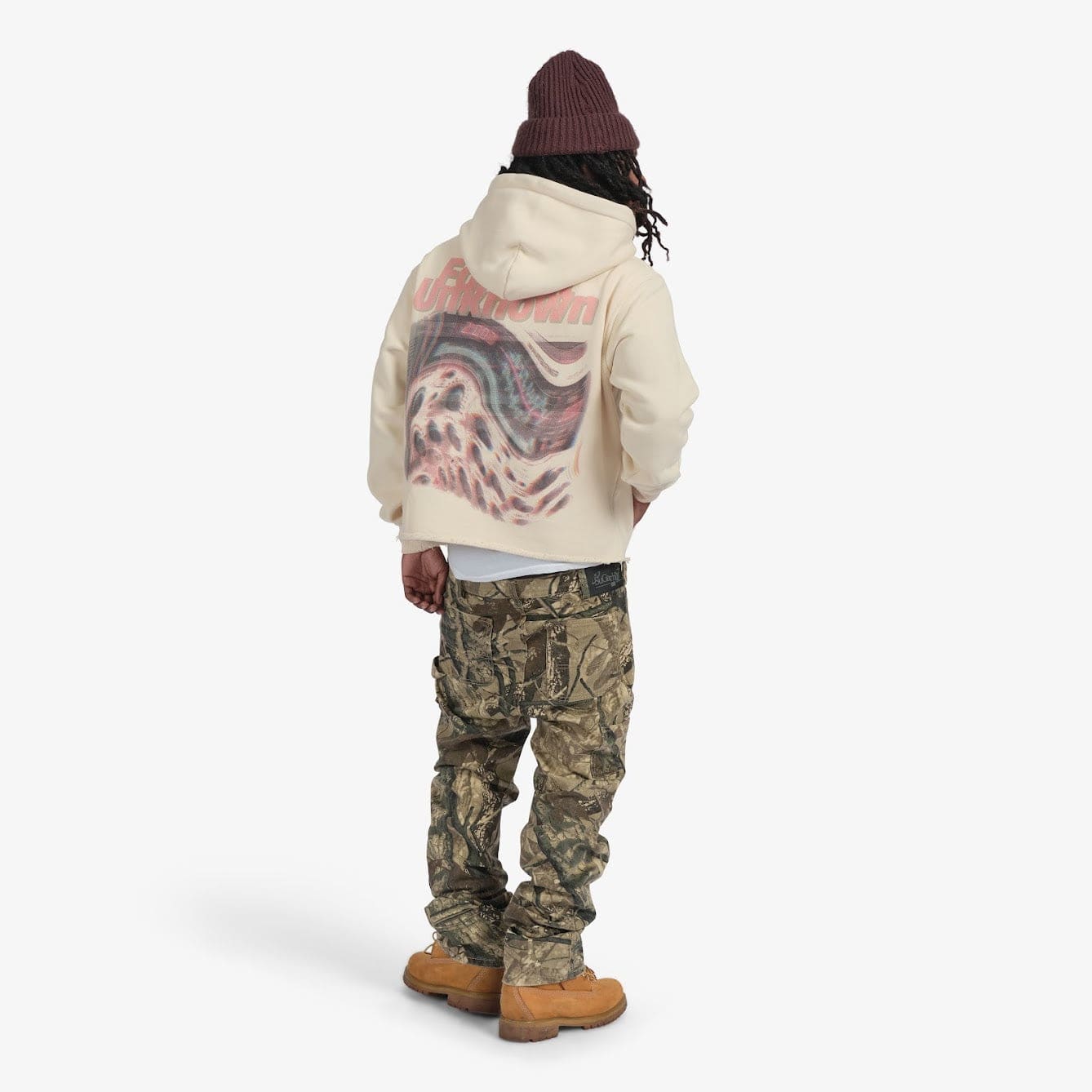 "LO-FI" Cropped Hoodie (ivory)