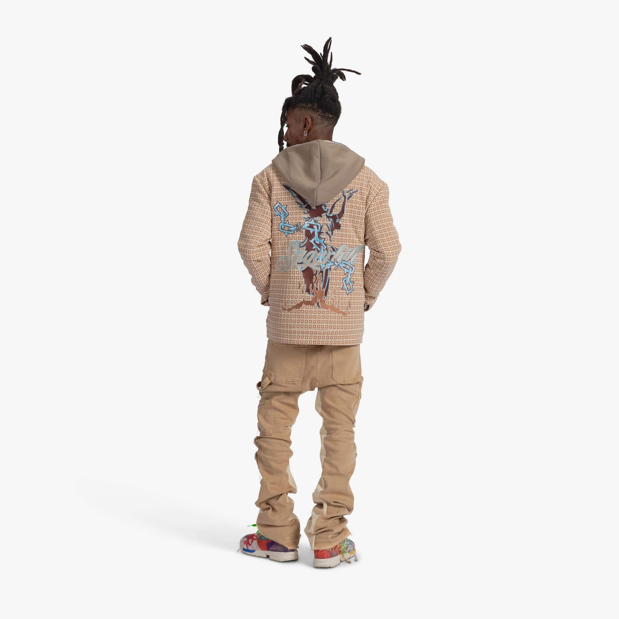 "Vexed" Hooded Jacket (brown jacquard)