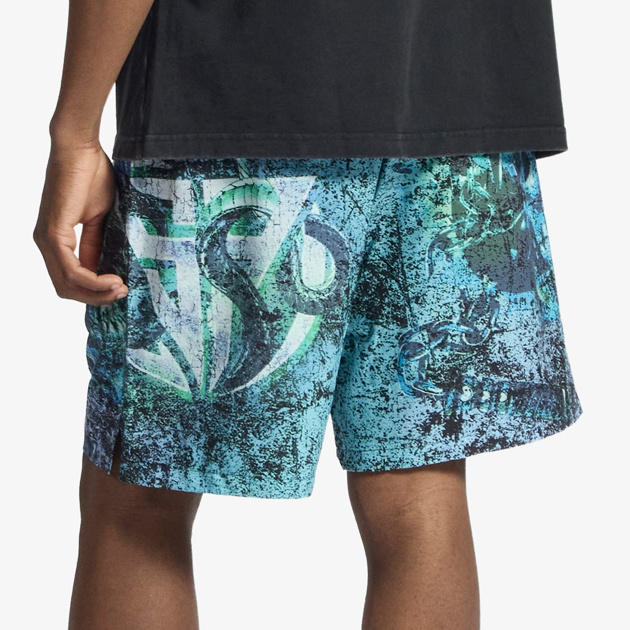 "Skid" Poly Shorts (green/purple)