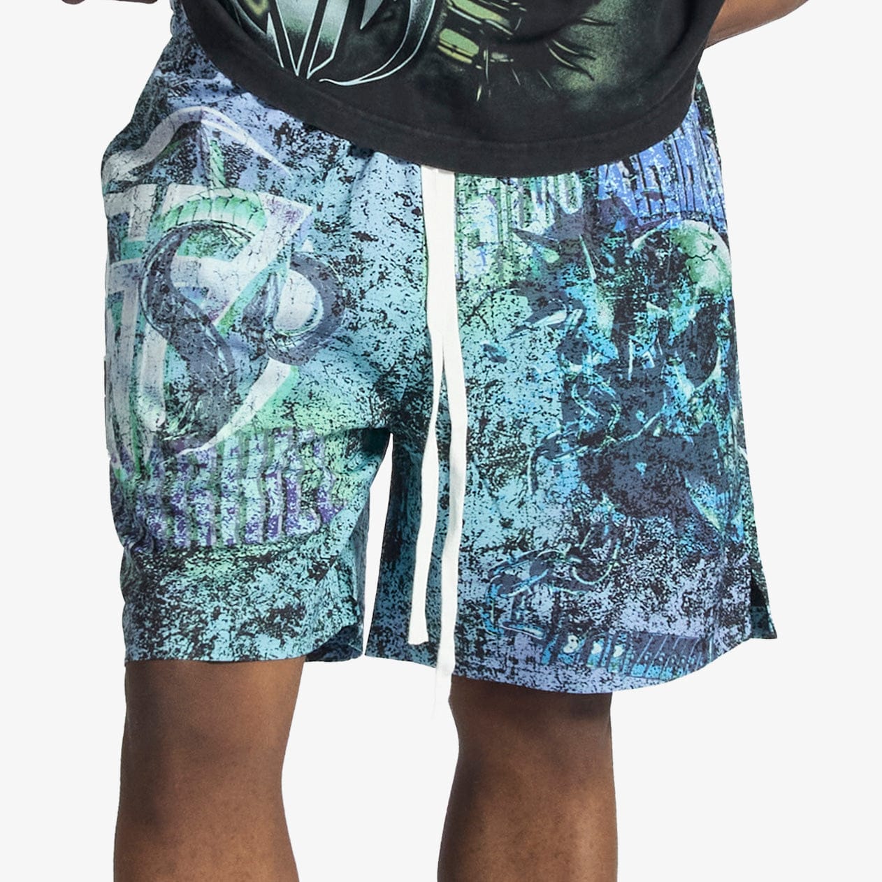 "Skid" Poly Shorts (green/purple)