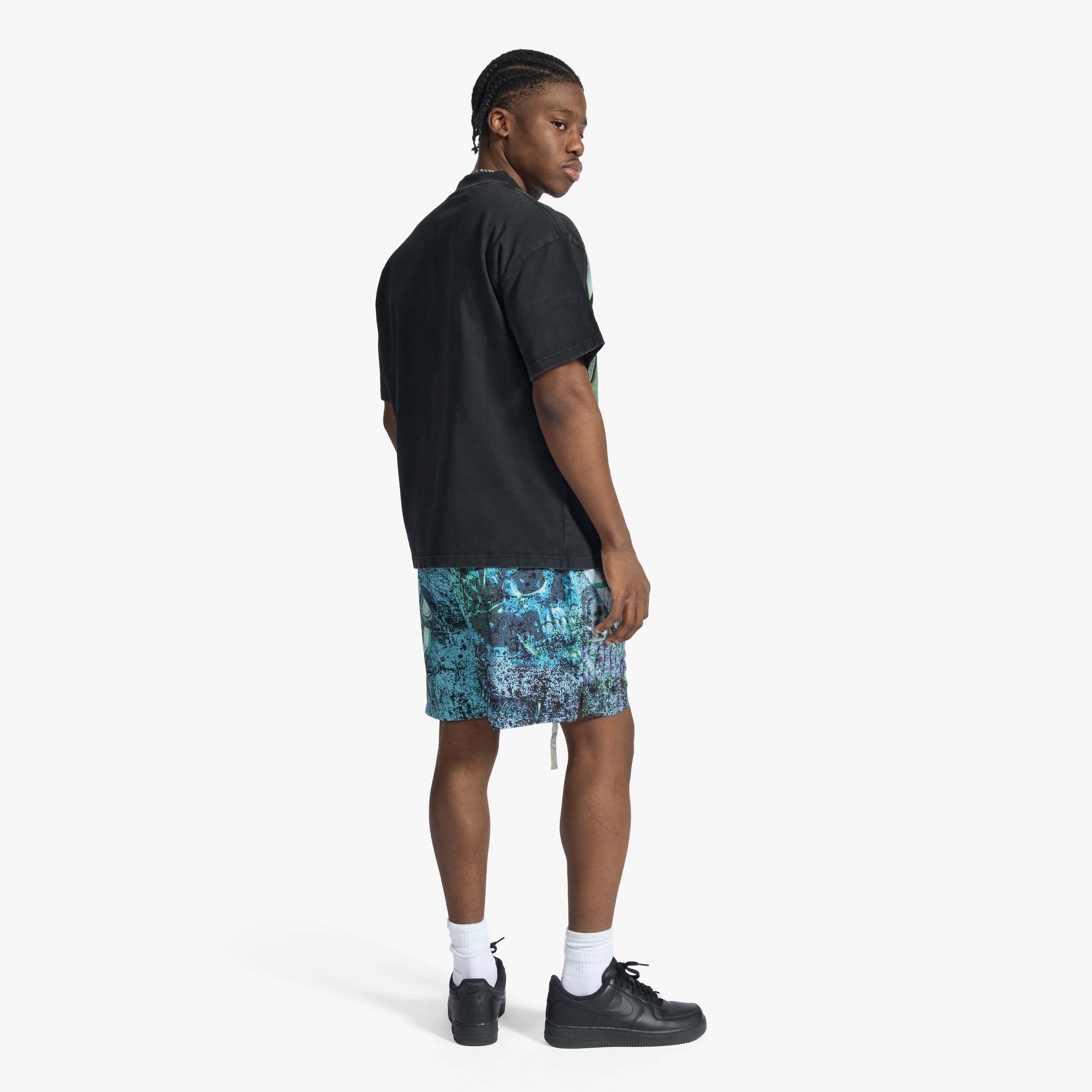 "Skid" Poly Shorts (green/purple)