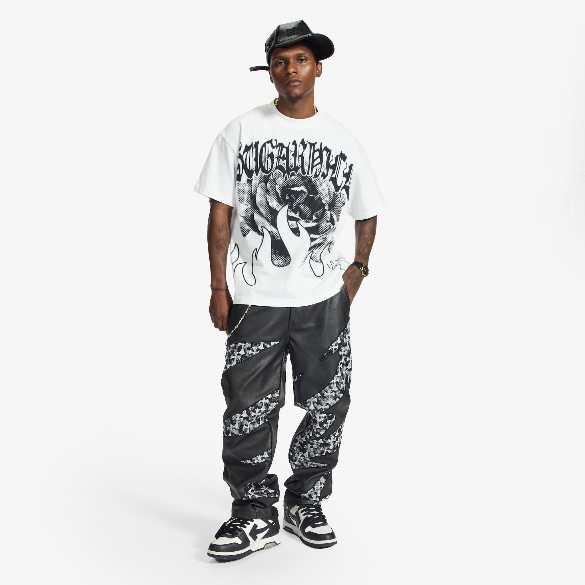 "Sabotage" Leather Pants (black crosses)