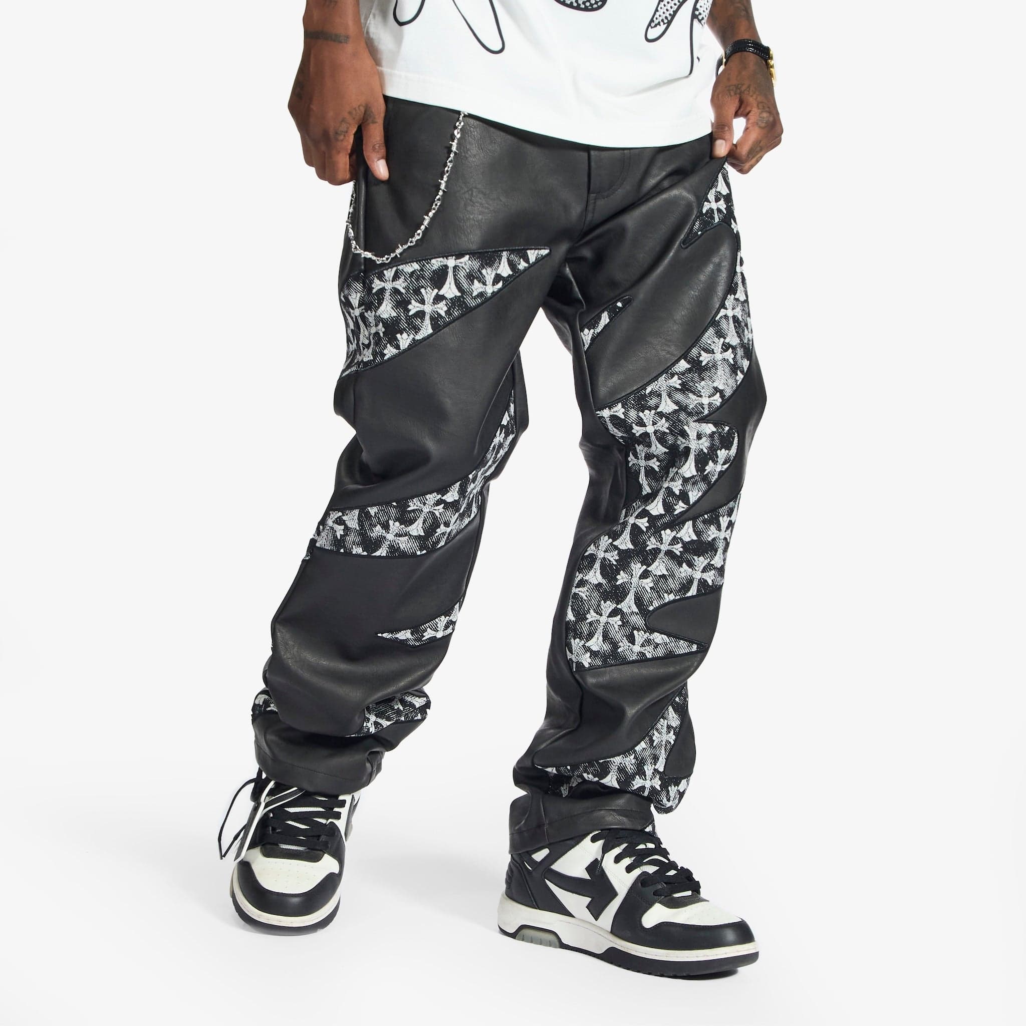 "Sabotage" Leather Pants (black crosses)