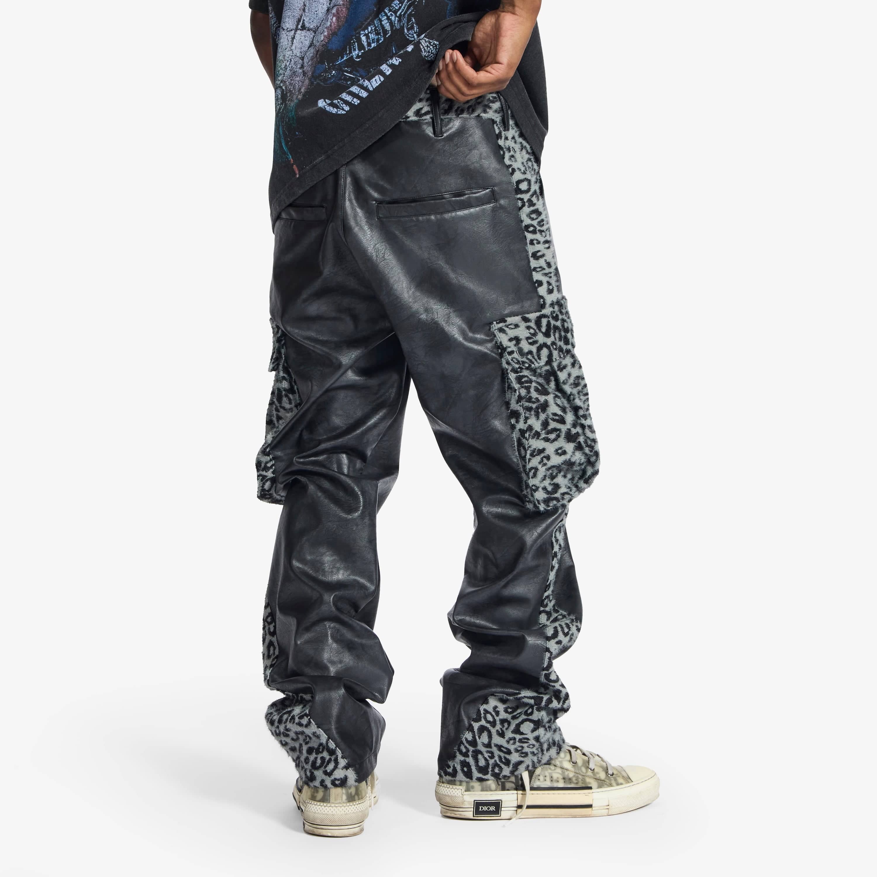 "Love Lost" Leather Cargos (gray cheetah/leather)