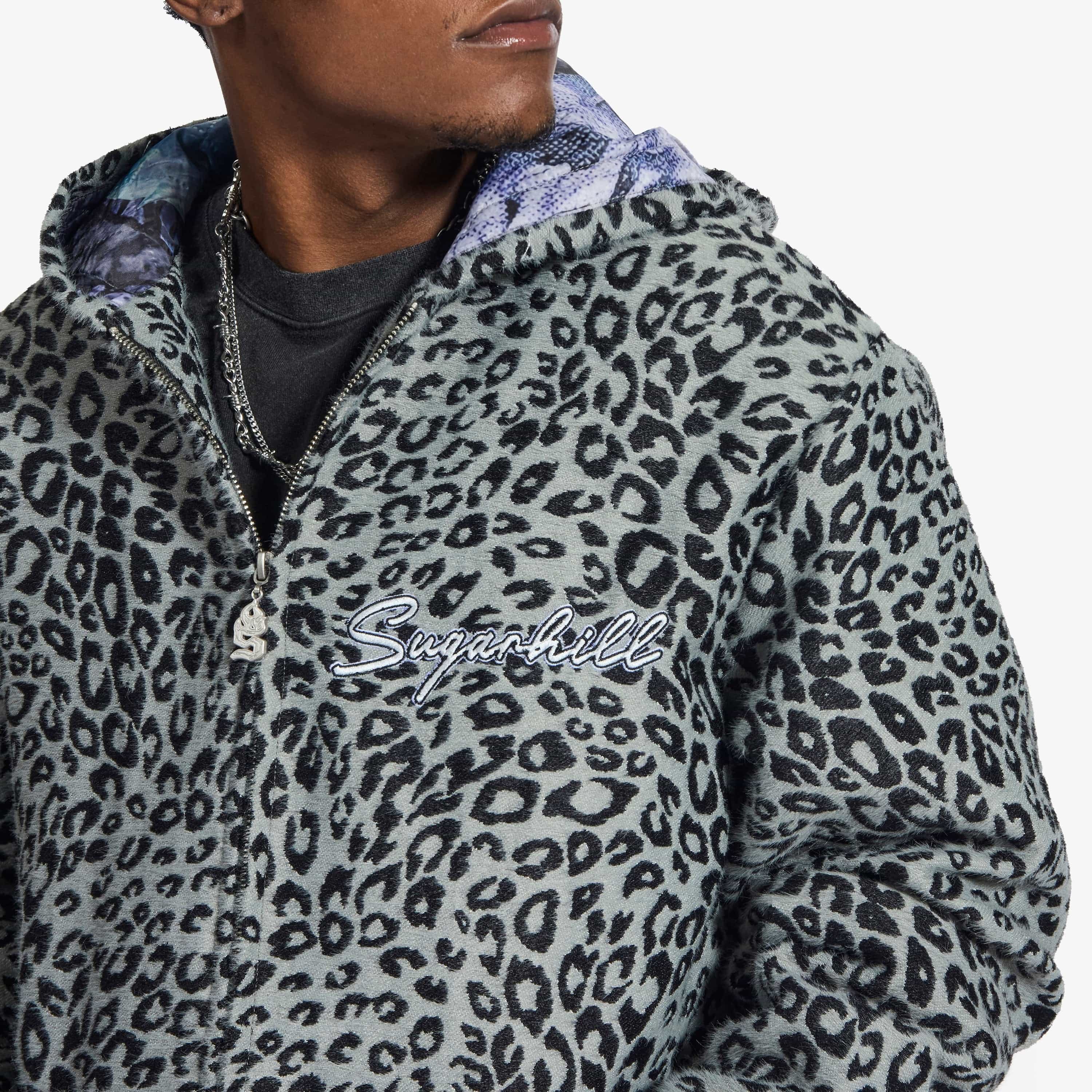 "Love Lost" Fur-Zip Hoodie (gray cheetah)