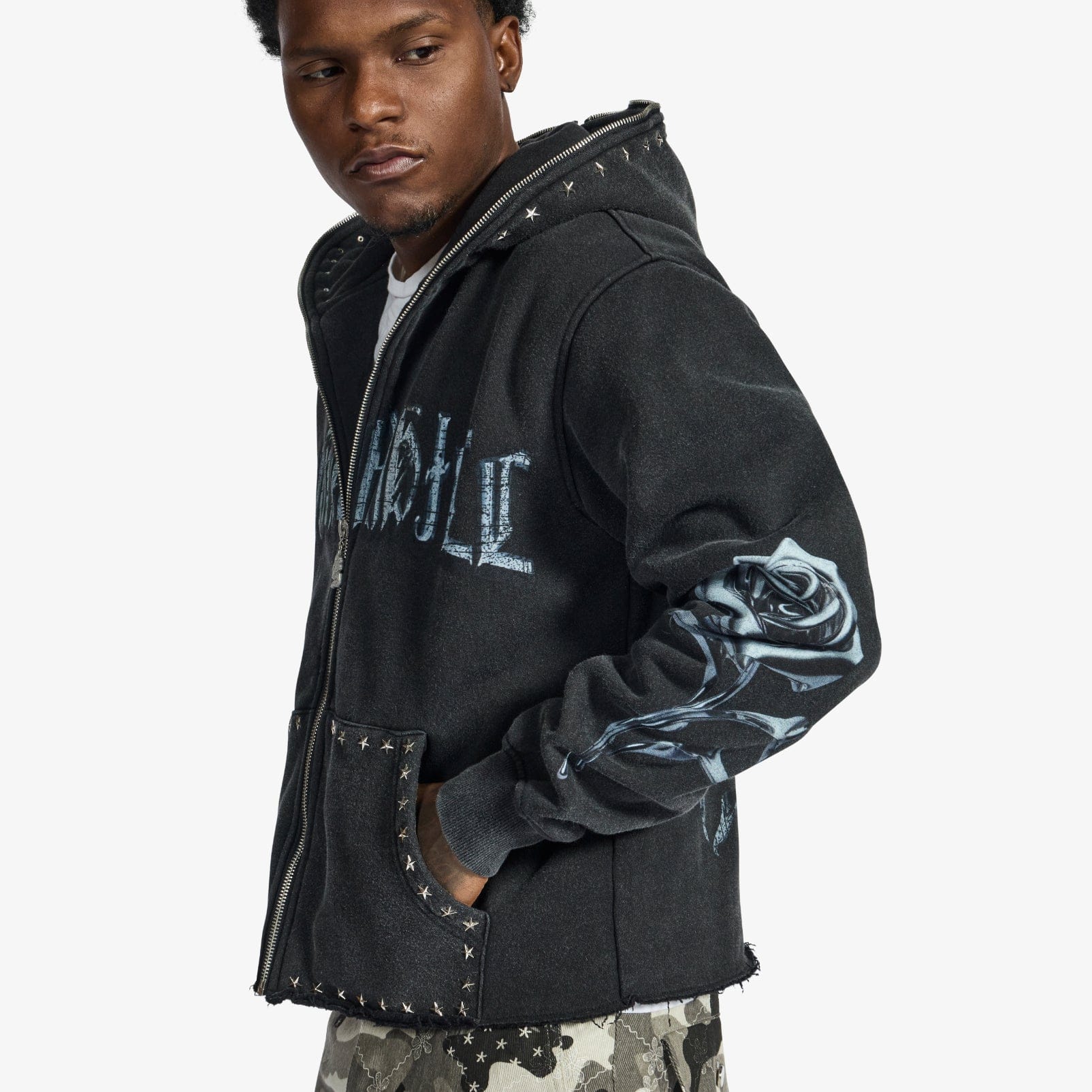 "Body Shop" Full-Zip Hoodie (black vintage)