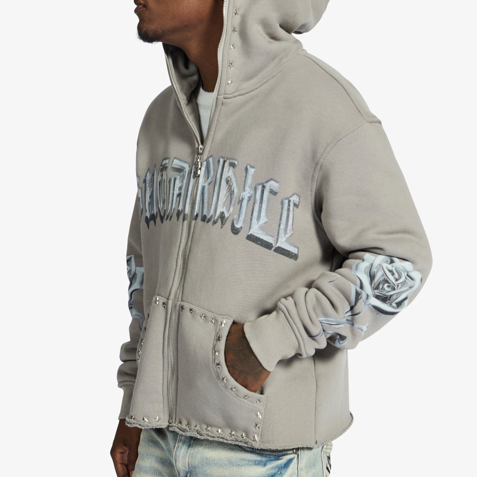 "Body Shop" Full-Zip Hoodie (gray vintage)